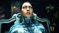 The robotic girl is awaiting scheduled repairs and system updates. The woman was created using 3D computer graphics. 3D