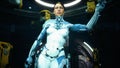 The robotic girl is awaiting scheduled repairs and system updates. The woman was created using 3D computer graphics. 3D
