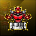 Robotic gunner mascot logo design