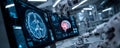 Robotic hand analyzing brain scan on digital medical display in futuristic laboratory with advanced technology and artificial Royalty Free Stock Photo