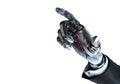 Robotic hand in business suit pointing with index finger Royalty Free Stock Photo