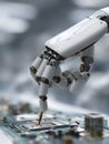 Robotic Hand Assembling a Microprocessor in a High-Tech Laboratory Setting Royalty Free Stock Photo