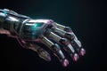 Robotic Hand Close-Up On A Black Background. Generative AI Royalty Free Stock Photo