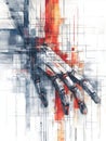 Robotic Hand Creates Abstract Art With Algorithmic Lines in a Modern Studio Setting