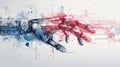 Robotic Hand Creates Abstract Artwork Using Algorithmic Lines in a Modern Art Studio Environment