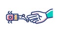 Robotic Hand with Data Streams, Information Transfer, vector design Generative AI Royalty Free Stock Photo