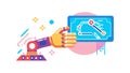 Robotic Hand with Digital Screen, UI UX Robotics, Smart Interface, vector design Generative AI Royalty Free Stock Photo