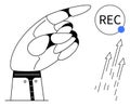 Robotic Hand Gesture Activating Record Button with Upward Arrows Indicating Progress Royalty Free Stock Photo