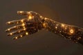 Futuristic Human Machine Interface A Glowing Arm Encompassing Advanced Circuitry Represents the Convergence of Technology, Cyborg Royalty Free Stock Photo