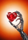 Robot Hand Holding Heart-Shaped Ruby Royalty Free Stock Photo