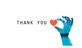 Robotic hand with heart, thank you concept Royalty Free Stock Photo