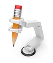 Robotic hand holding pencil 3d. AI