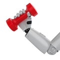 Robotic hand holding red dumbbell Royalty Free Stock Photo
