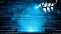 Futuristic Robot Hand Interacting with Digital Interface and Code, Symbolizing Technology, Innovation, and Artificial Royalty Free Stock Photo