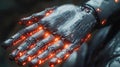 A robotic hand with illuminated circuits, symbolizing advanced robotics, artificial intelligence, and technology fusion