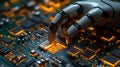 Robotic Hand Installing Microchip Circuit Board Technology