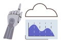 Robotic Hand Interacting with Cloud-Based Data for Technology and Analytics Concepts Royalty Free Stock Photo