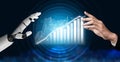 Robotic Hand Interacting with Data Visualization Chart on Digital Background Impute Royalty Free Stock Photo