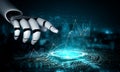 Robotic Hand Interacting with Digital Data and Graphs, Representing Artificial Intelligence, Technology, and Future Royalty Free Stock Photo