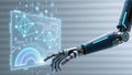 Robotic hand interacting with digital futuristic interface â AI content Royalty Free Stock Photo