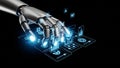 Robotic Hand Interacting with Digital Interface Royalty Free Stock Photo