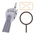 Robotic Hand Interacting with Email and Search Concept Elements Royalty Free Stock Photo