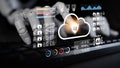 Futuristic Robot Hand Interacting with Cloud Computing Interface and Digital Security Symbols Representing Technology Royalty Free Stock Photo