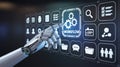 AI-driven automation optimizing business processes with a digital holographic interface. Royalty Free Stock Photo