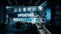 Futuristic Robotic Hand Interacting with Digital Interface and Progress Bar for Updating Data in Technology and Royalty Free Stock Photo