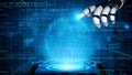 Futuristic Robot Hand Interacting with Holographic Display in Digital Environment Representing Advanced Technology and Royalty Free Stock Photo