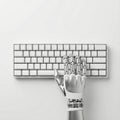 Robotic hand on keyboard Royalty Free Stock Photo