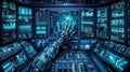 A robotic hand manipulates a state-of-the-art tech interface Royalty Free Stock Photo