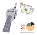 Robotic Hand with Navigation Map and Data Visualization Pie Chart Concept Royalty Free Stock Photo