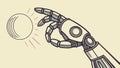 Robotic Hand Playing with a Ball, Human-Robot Interaction, vector design Generative AI Royalty Free Stock Photo