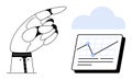 Robotic Hand Pointing at Analytics Chart with Cloud Symbolizing Data Insights and AI Integration Royalty Free Stock Photo