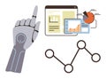 Robotic Hand Interacting with Data Visualizations and Analytics Charts Royalty Free Stock Photo