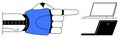 Robotic Hand Pointing Toward Laptops Representing Technology and Digital Interaction Royalty Free Stock Photo