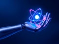Robotic Hand Presenting Glowing Atom Model Royalty Free Stock Photo