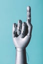 Robotic hand in retro future style pointing finger