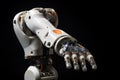 robotic hand, with safety features such as stop switches and pressure sensors, gripping ball