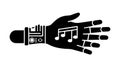 Robotic hand transforming into musical stave. Tech-driven artistic expression. vector design Generative AI Royalty Free Stock Photo