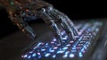 Robotic hand typing keyboard future ai technology automation machine learning innovation computing Royalty Free Stock Photo