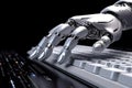 Robotic Hand Typing a Keyboard. ChatGPT concept. Generative AI.