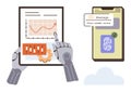 Robotic Hands Analyzing Data and Interacting with Secure Digital Authentication on Devices Royalty Free Stock Photo