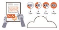Robotic Hands Interacting With Tablet Displaying Graph and Cloud Data Integration Levels Royalty Free Stock Photo