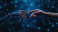 Robotic Handshake Human Connection Future Technology AI Interaction Dynamic Lighting Network Connection Cybernetic Design Royalty Free Stock Photo