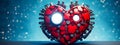 Robotic Heart Concept Art with Blue Bokeh Background