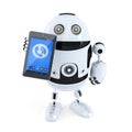 Robotic holding ringing mobile phone or tablet