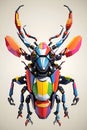 Robotic Horn beetle fiction animal insect with wpap color design by AI unique