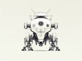 Robotic Innovation - black and white Illustration of a Futuristic Android
